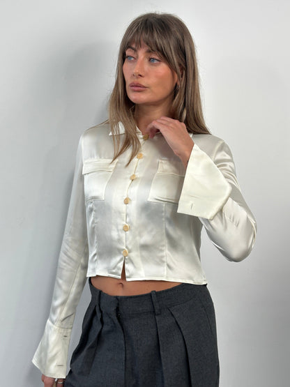 Mani 1990s Cropped Dress Shirt - S