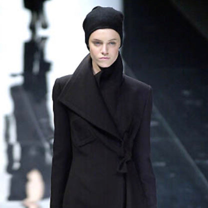 fw2001 emporio armani runway wool trenchcoat | O/S, Black