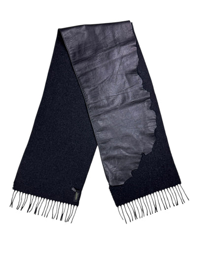 Jean Paul Gaultier leather wool scarf | O/S, Black