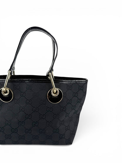 Vintage 90s Gucci Monogram Black Mini Tote Handbag | O/S, Black