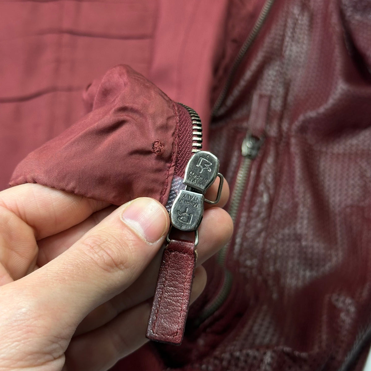 Emporio Armani 2009 Perforated Mesh Lambskin Leather Bomber - IT54 (L) | Burgundy