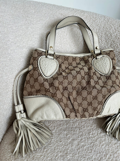 Vintage 90s Gucci Monogram GG Tassel Handbag | O/S, Multicoloured