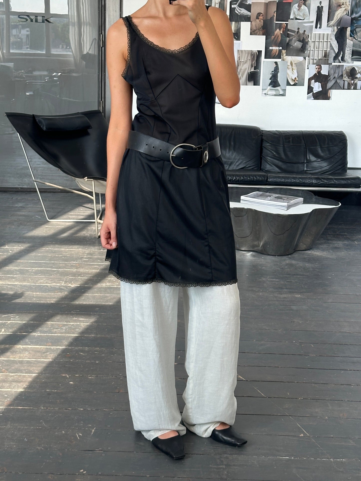 Vintage 1990s Lace Mini Slip Dress - M