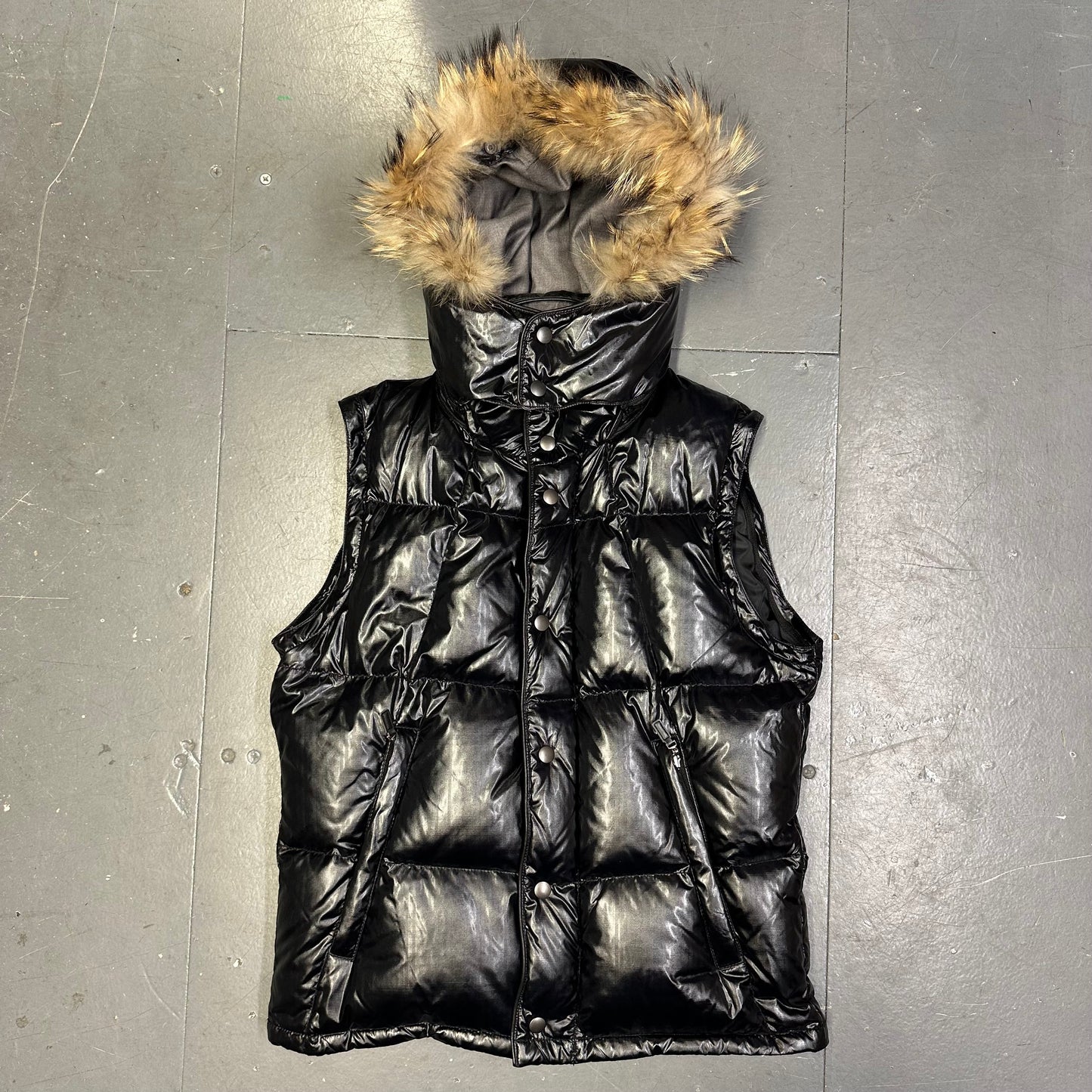 Takeo Kikuchi Puffer Jacket & Gilet With Fur Hood In Black ( M )