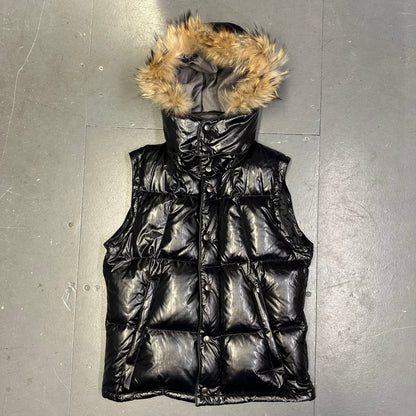 Takeo Kikuchi Puffer Jacket & Gilet With Fur Hood In Black ( M )