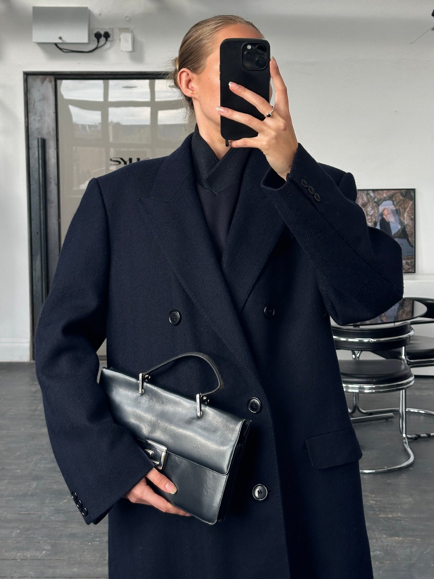 English Vintage 1990s Pure Wool Double Breasted Coat - XL