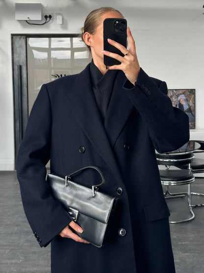 English Vintage 1990s Pure Wool Double Breasted Coat - XL