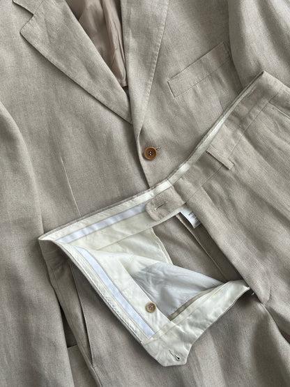 Italian Vintage Single Breasted Pure Linen Blend Suit - 42R/W34