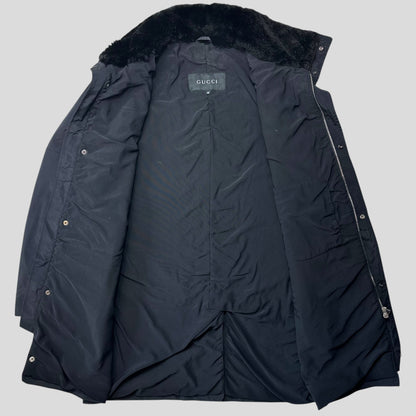 Gucci by Tom Ford 1999 Ballistic Nylon Taped Seam Shearling Collar Coat - L | Default Title, Multicoloured
