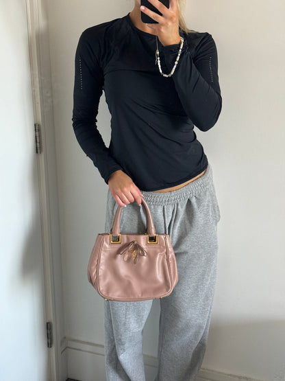 2010s Prada Vitello Leather Bow Handbag | O/S, Gold