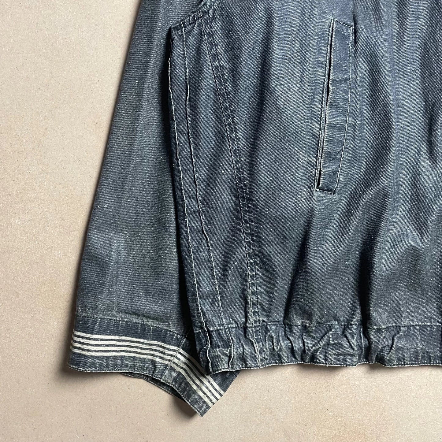 S/S 1986 Charcoal Grey Sail Cloth Marina Spell Out Hooded Coach Jacket