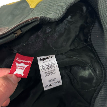 Supreme FW19 Camo Hooded Leather Jacket ( M )