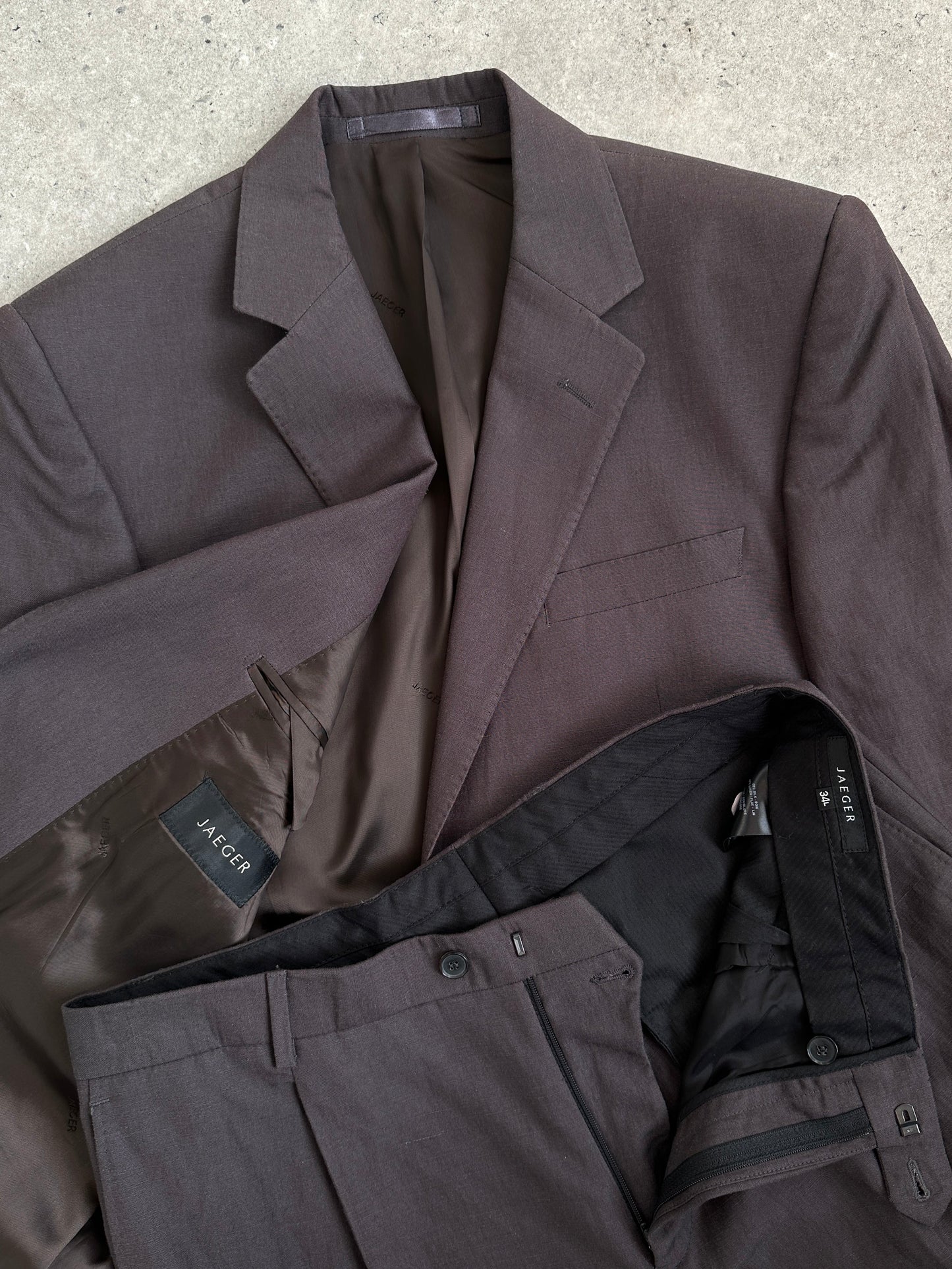 Jaeger Silk Linen Single Breasted Suit - 40R/34L