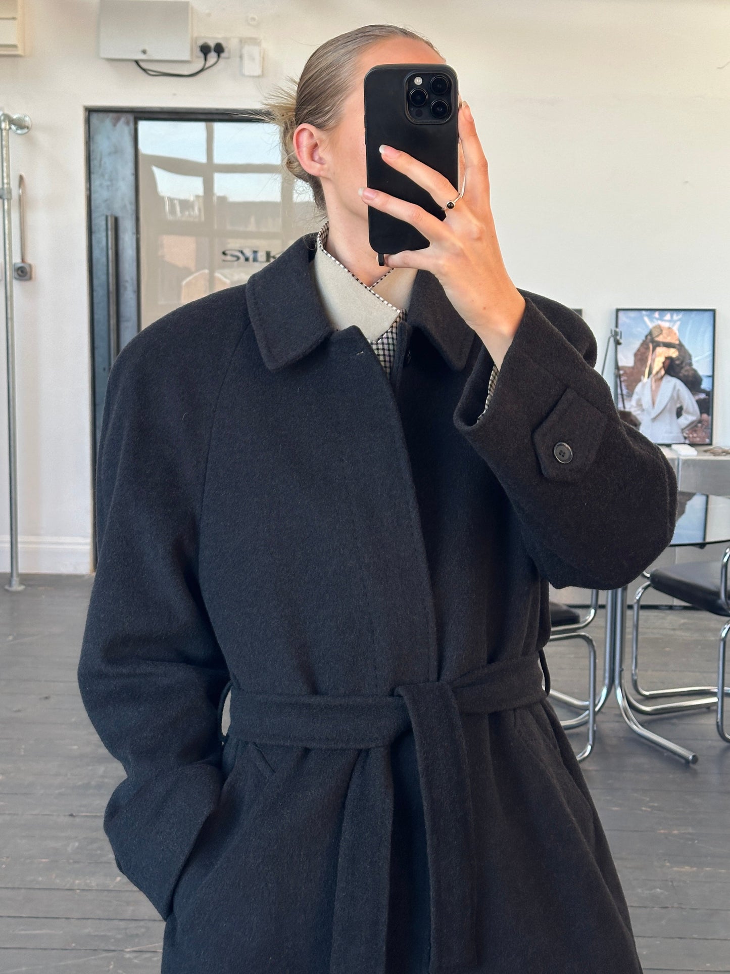 Italian Vintage 1980s Wool Belted Coat - XL