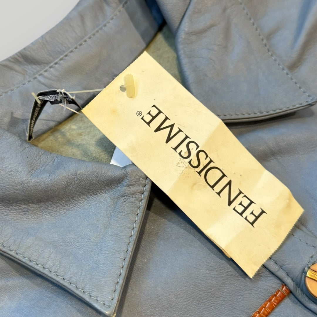 Fendi Fendissime 90's Leather Cropped Belted Jacket S