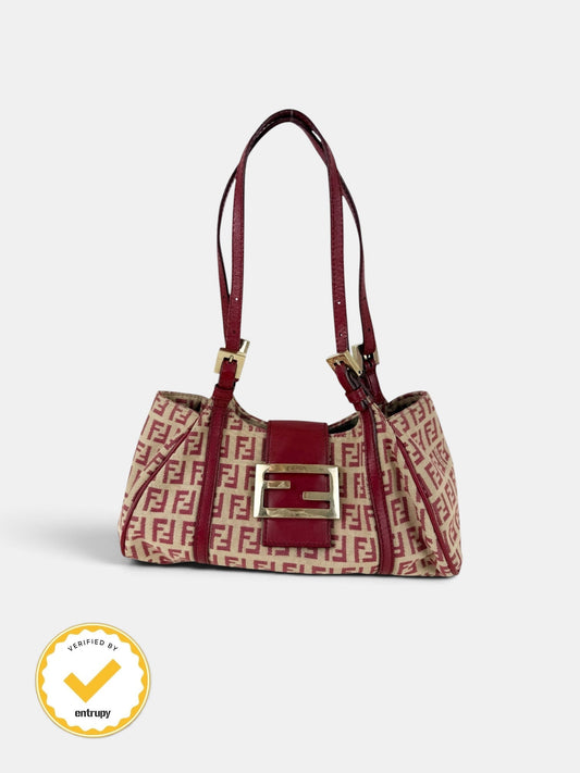 90s Fendi Zucca Red Mini Shoulder Bag | O/S, Multicoloured