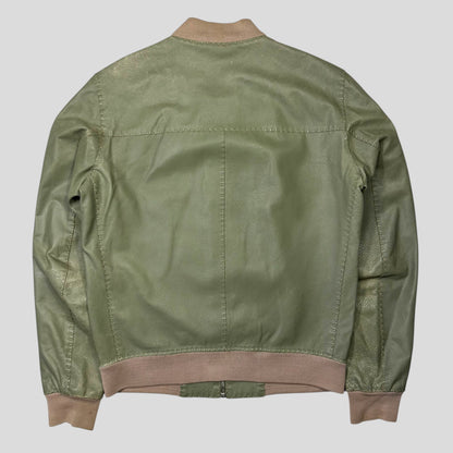 Fendi Avocado Green Lambskin Leather FF Zucca Bomber Jacket - IT46 (S/M)