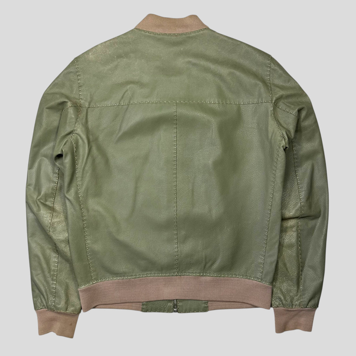 Fendi Avocado Green Lambskin Leather FF Zucca Bomber Jacket - IT46 (S/M) | Small