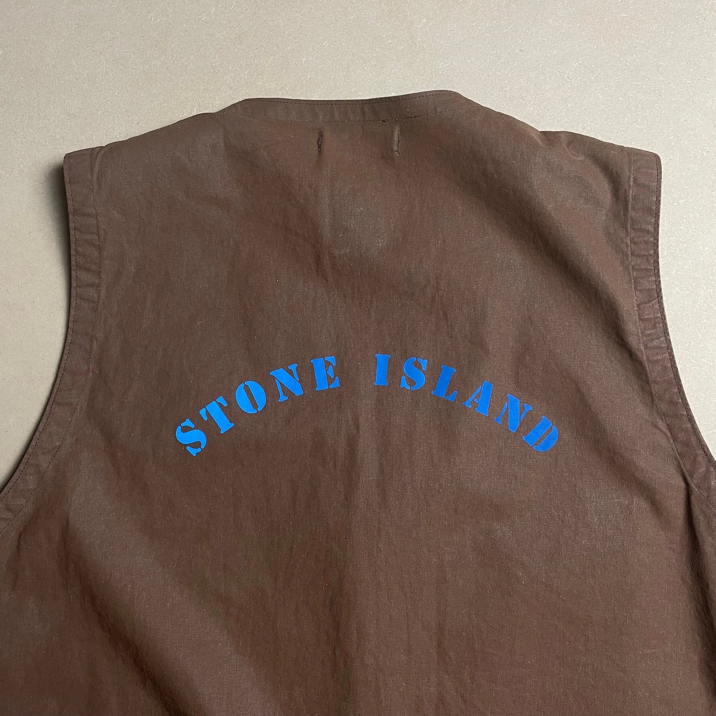 S/S 1993 Cocoa Brown Tela Stella Reflective Spell Out Utility Vest