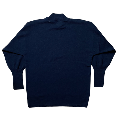 A/W 1986 Midnight Blue Waterproof Wool Embroidered Sweatshirt