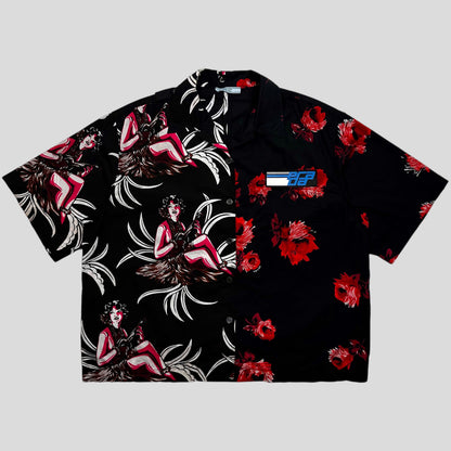 Prada Milano AW18 Hawaiian Split Rubber Logo Shirt - IT50 (XL)