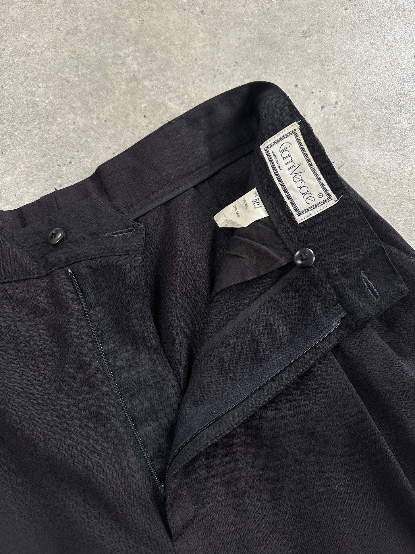 Gianni Versace 80s Pure Wool Tapered Leg Tailored Trousers - W30