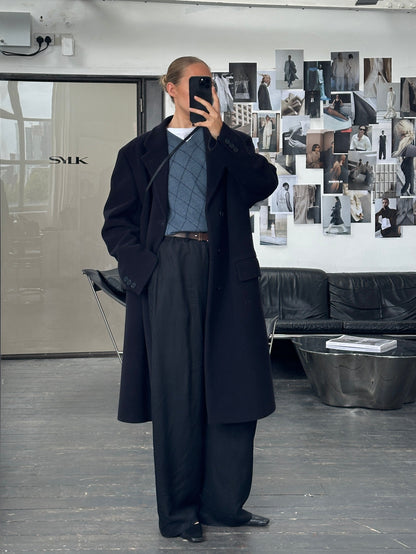 Burberry London 2000s Merino Wool Argyle Logo Jumper - L/XL