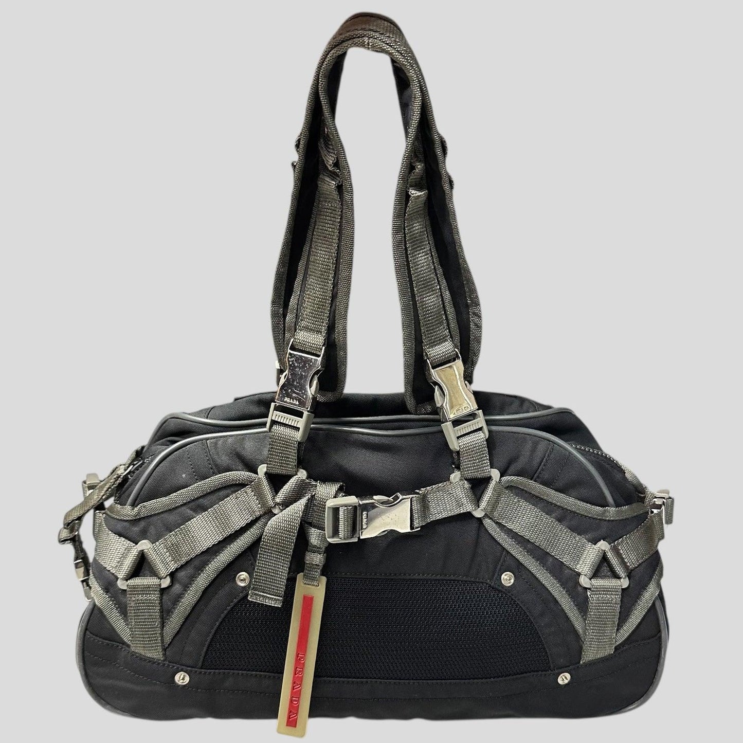 Prada Sport 00’s Lightning Strap Bondage Metal Buckle Mesh + Nylon Bag