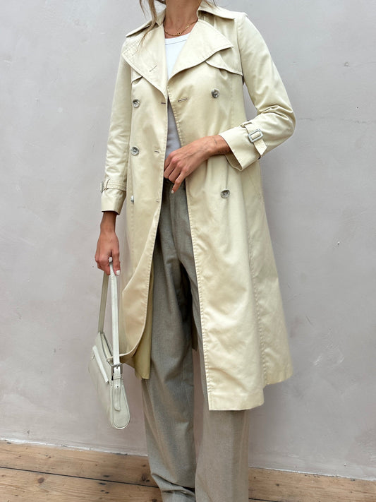 Vintage Cotton Double Breasted Belted Trench Coat - XS