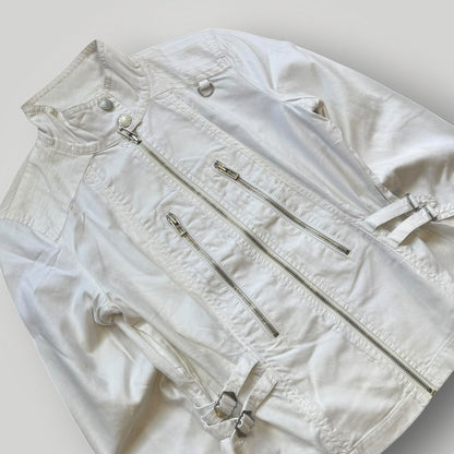 2000's Armani Exchange Cotton Mix Biker Jacket S/M | O/S, White