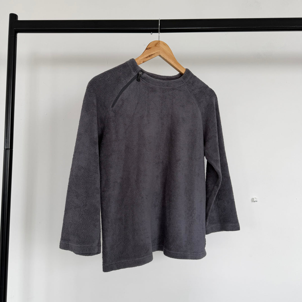 1990s armani jeans asymmetrical zip fleece | O/S, Blue