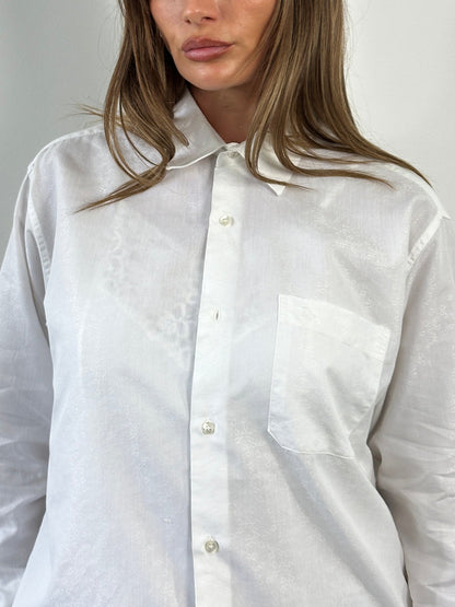 Christian Dior Monsieur Paris 1990s Cotton Textured Logo Shirt - M/L