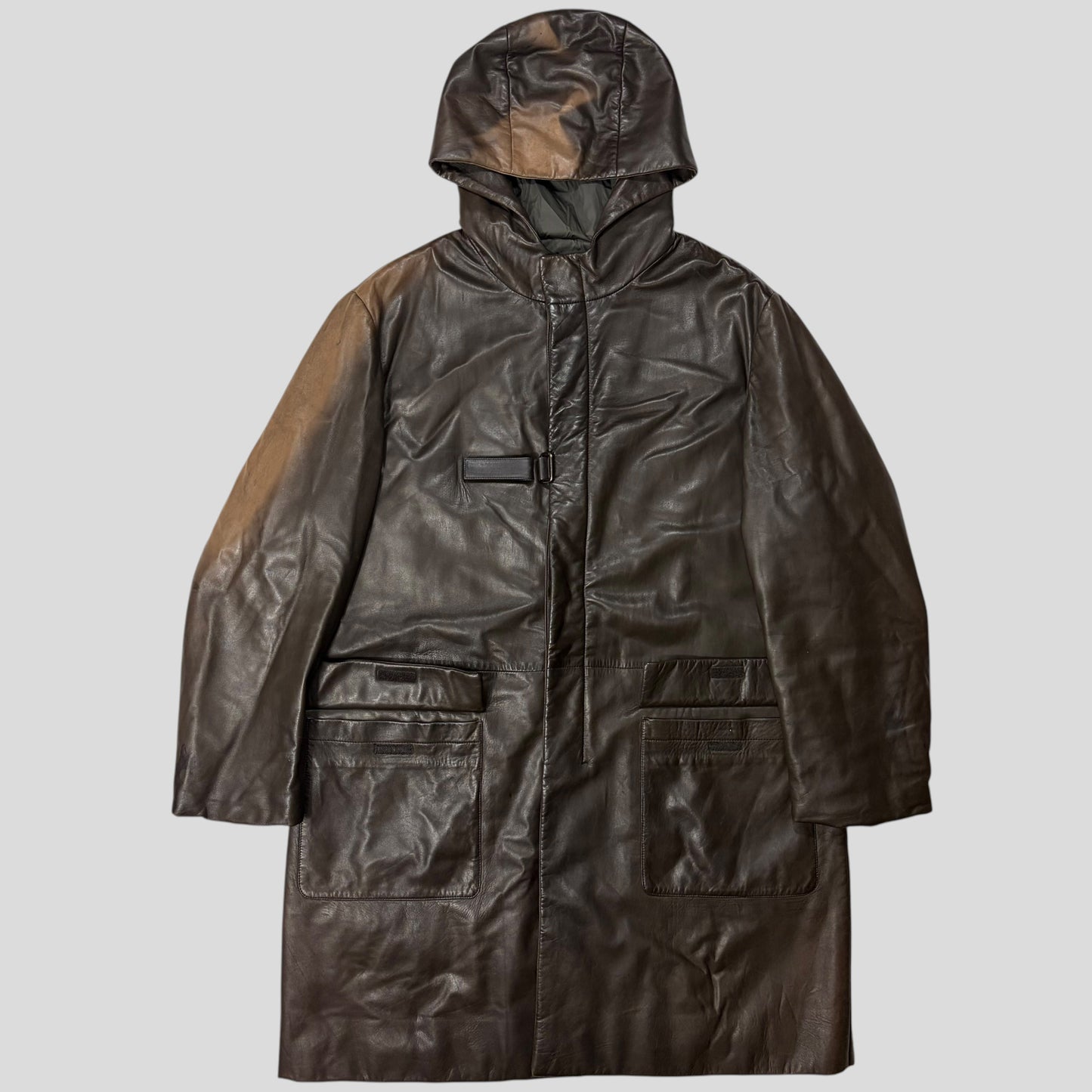 Prada Milano 1999 Runway Strap Detail Sunfade Trench Coat - IT54 | Default Title, Brown
