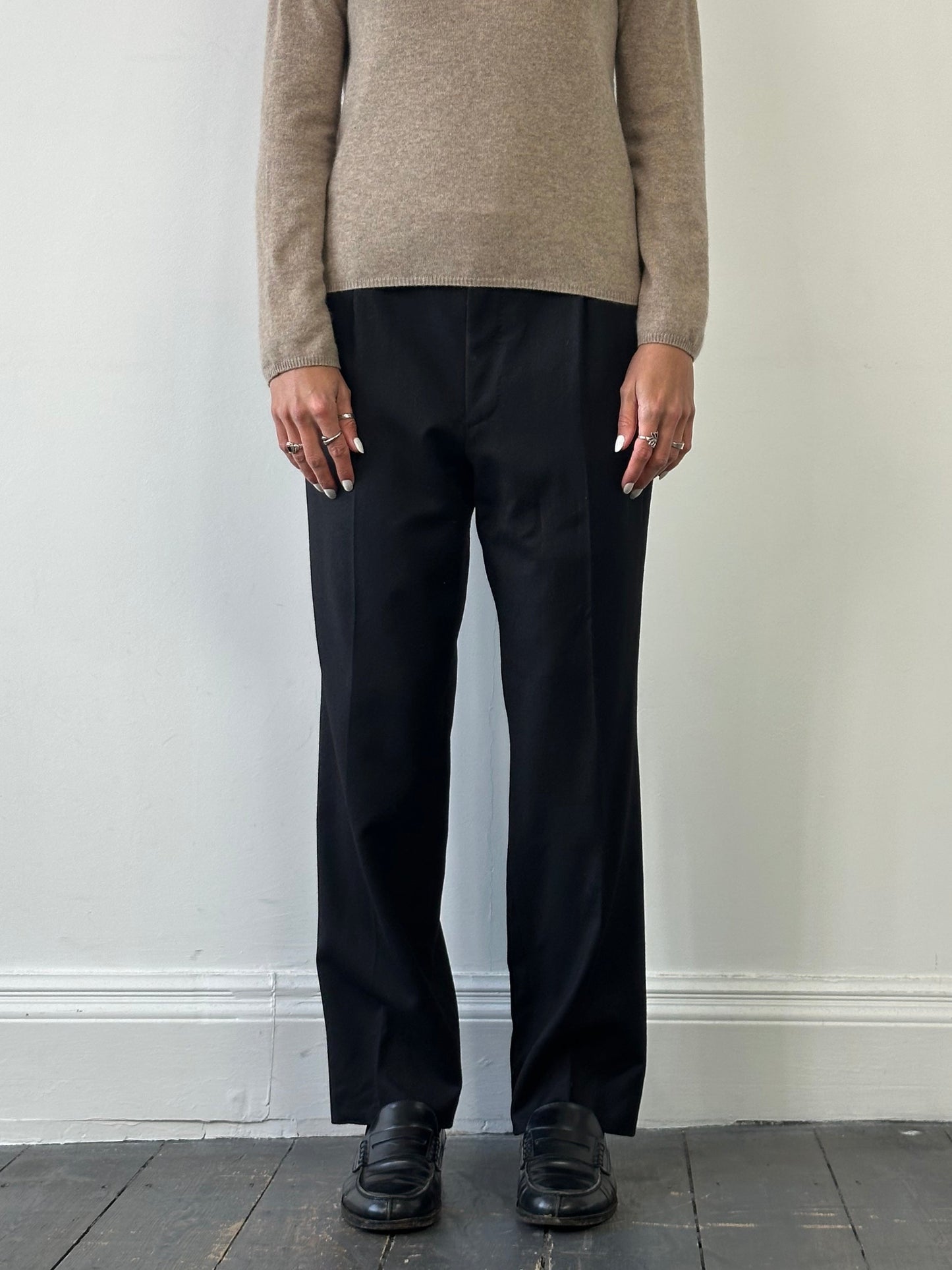 Italian Vintage Pure Brushed Wool Tailored Trousers - W32