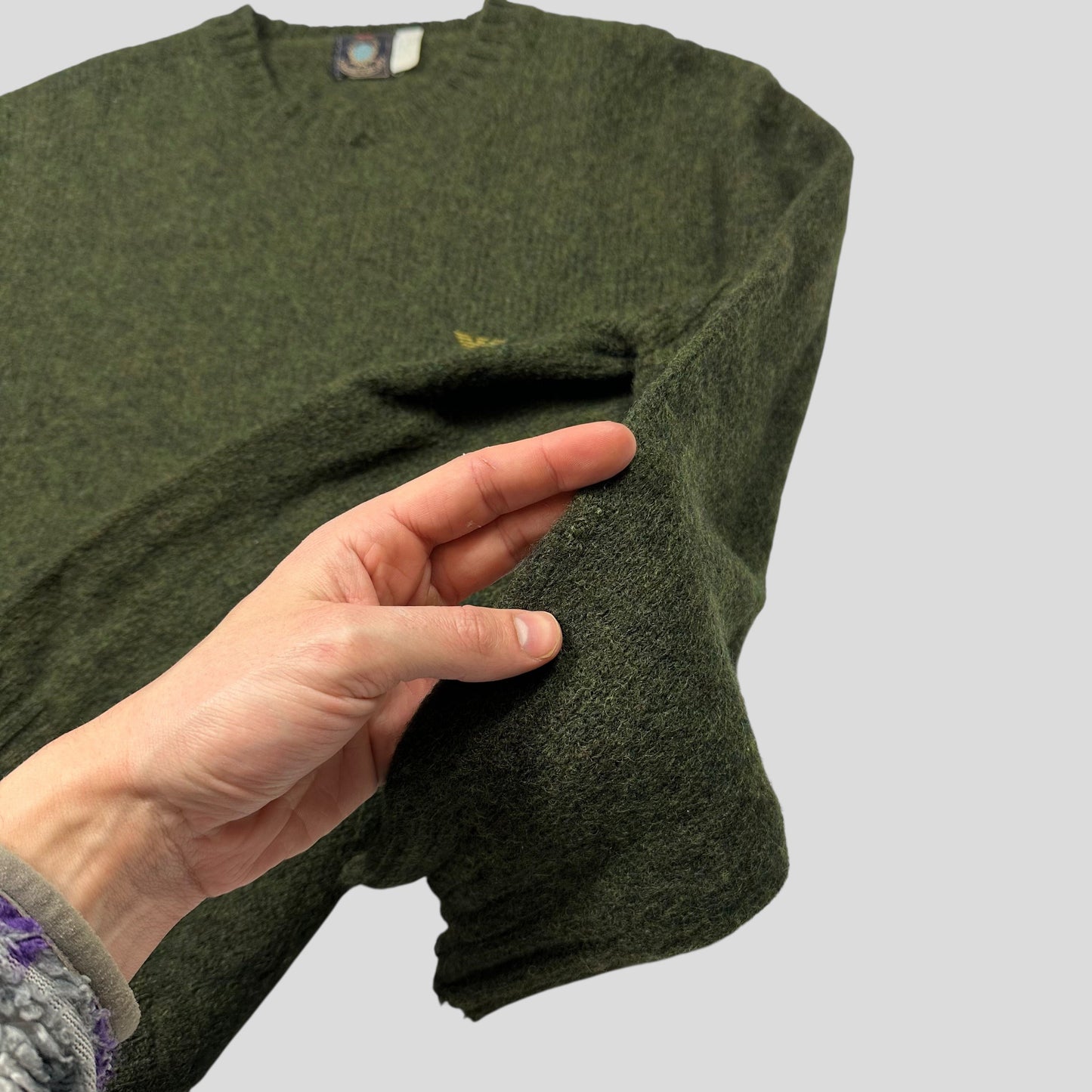Emporio Armani 80’s Moss Green Heather Wool Logo Jumper - M | Default Title, Green