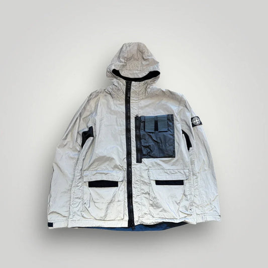 Stone Island SS/17 Black Garment Dyed Plated Reflective Mussola Gommata Jacket XXL