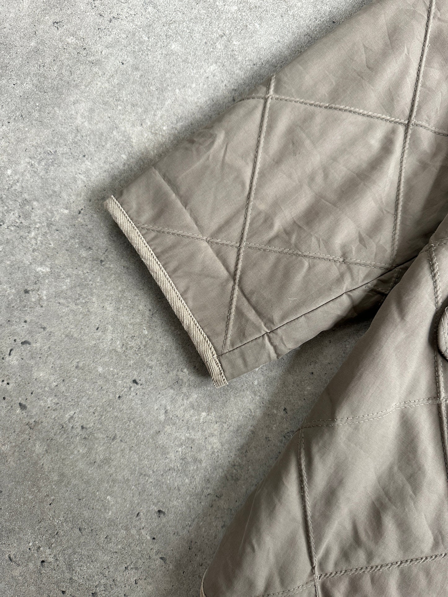 Burberry 1990s Quilted Nova Check Cord Collar Jacket – L