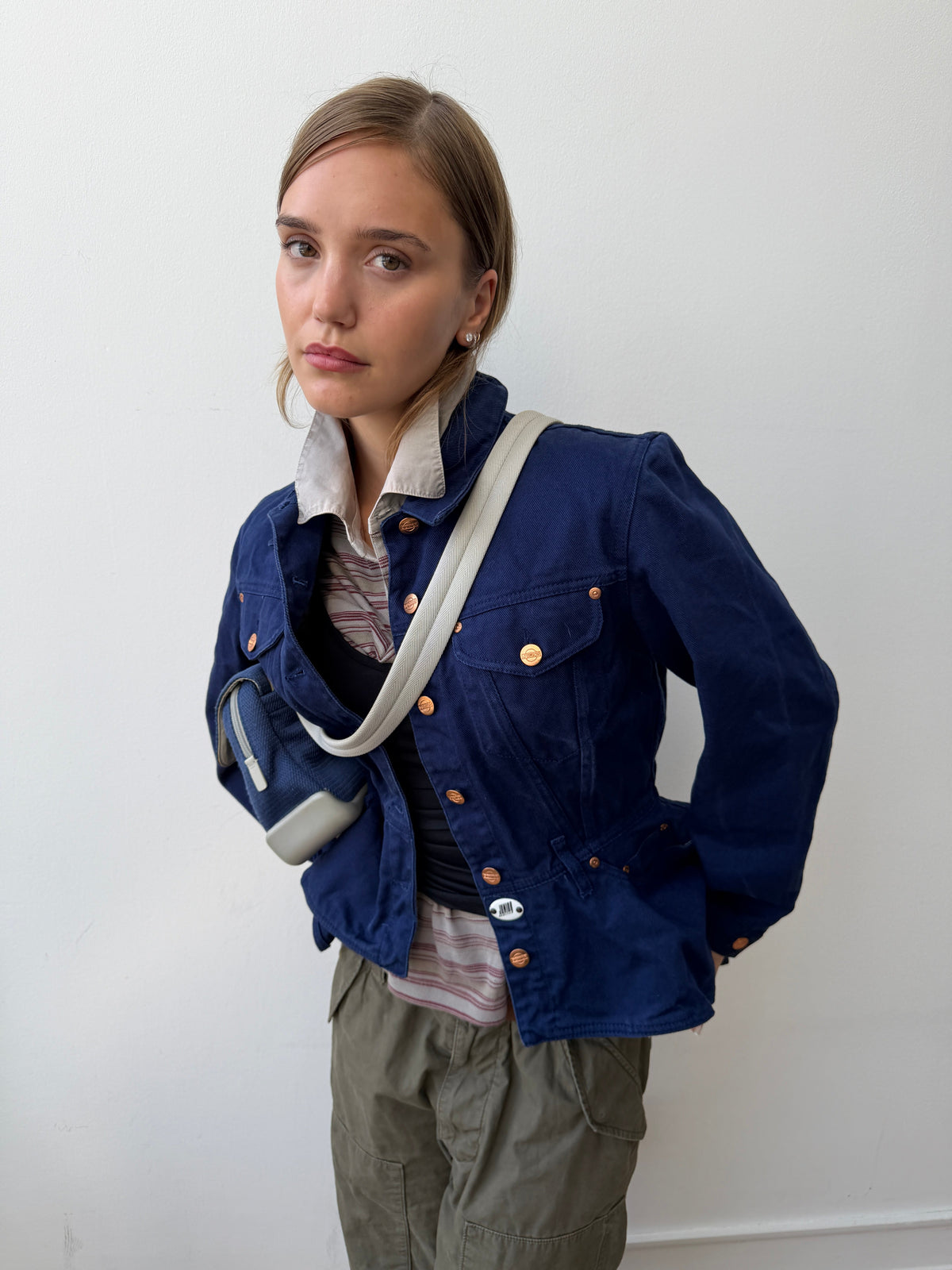 Jean Paul Gaultier Junior 90s Asymmetrical Denim Jacket | 44, Navy