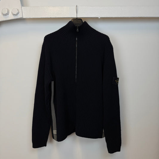 Early 00’s Stone Island Ribbed Knit Full Zip (XL) | XL, Black
