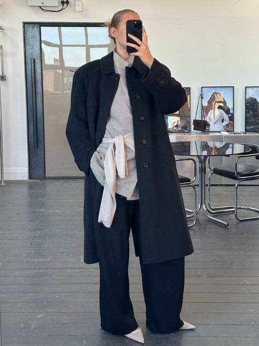 Italian Vintage 1980s Wool Belted Coat - XL