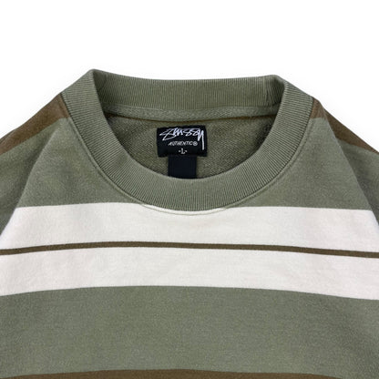 Stussy Striped Sweatshirt (L) | Default Title, Olive Green