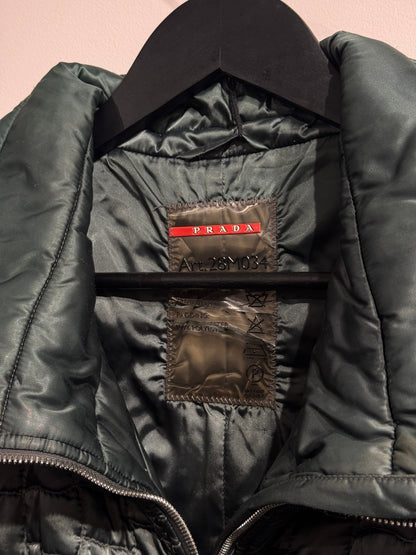 Prada Sport Green 2008 Nylon Padded Funnel Neck Jacket | Small, Green