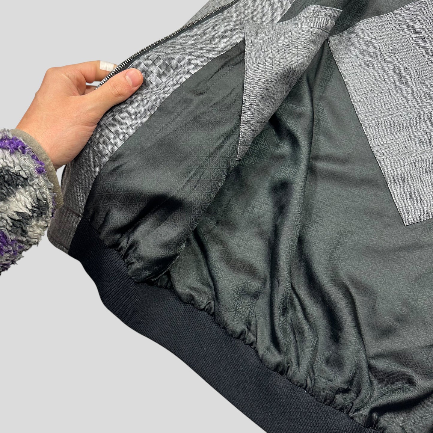 Hardy Amies AW07 Ripstop Grid Asymmetrical Harrington Jacket - M | Default Title, Grey