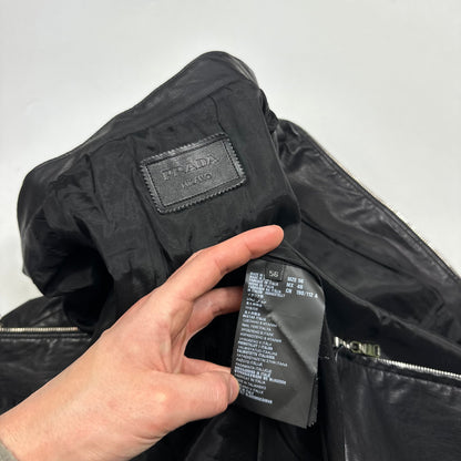 Prada Milano 2013 Lambskin Leather Biker Pocket Jacket - L
