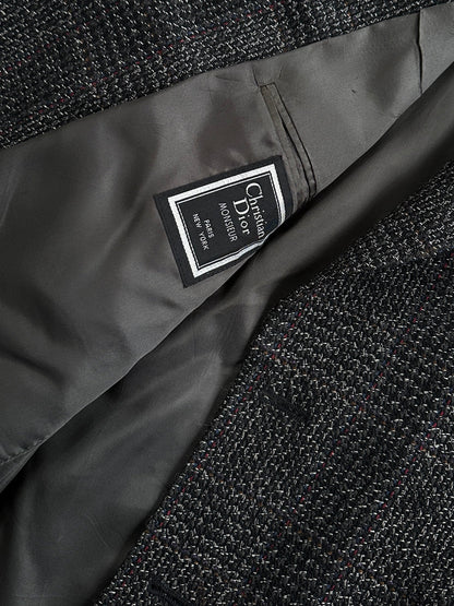 Christian Dior Monsieur 1980s Pure Wool Tweed Single Breasted Blazer - 44R/XL