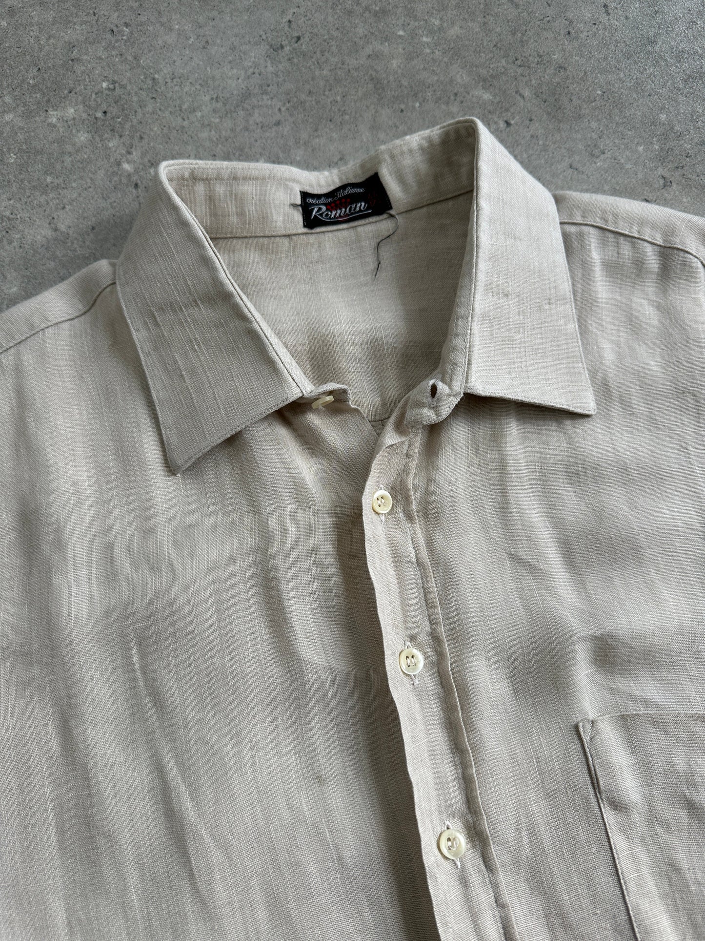 Italian Vintage Pure Linen Short Sleeve Shirt - XL
