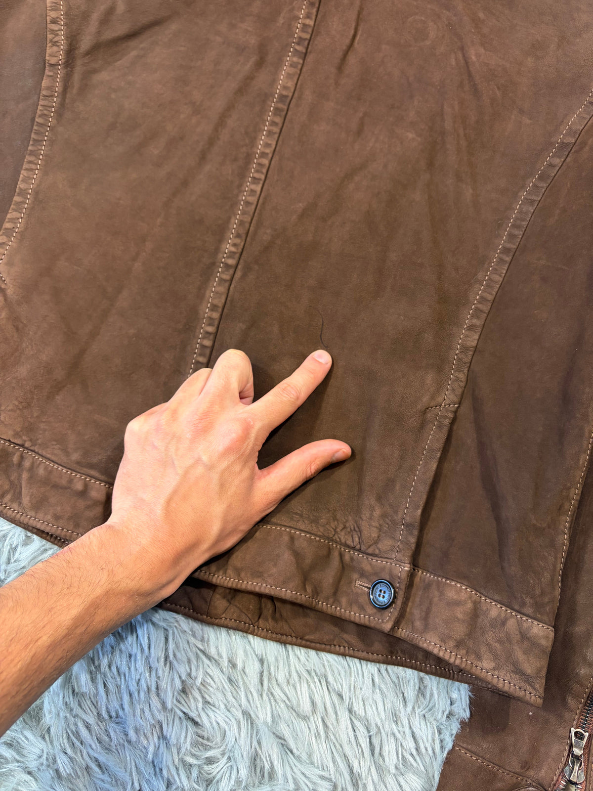Neil Barrett 2006 Brad Pitt Suede Leather Multipocket Moto Jacket - M | Large, Brown