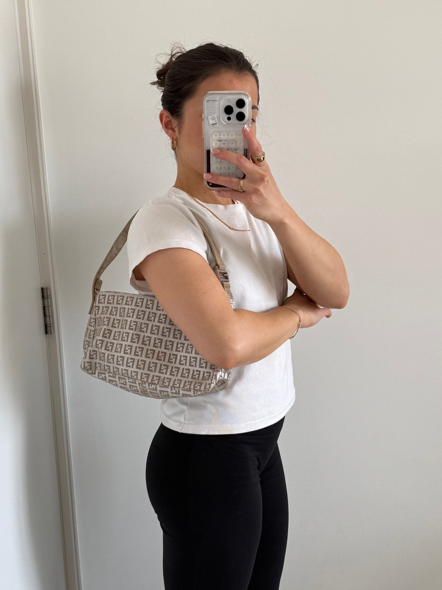 Vintage 90s Fendi Zucca Champagne Shoulder Bag | O/S, Multicoloured