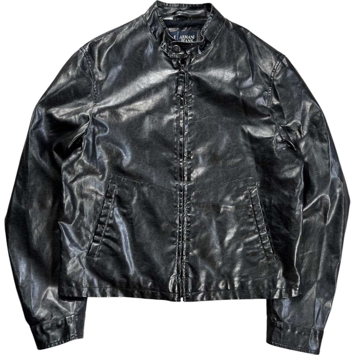 Armani Jeans 00’s Cropped Faux Leather Jacket M | Medium, Black