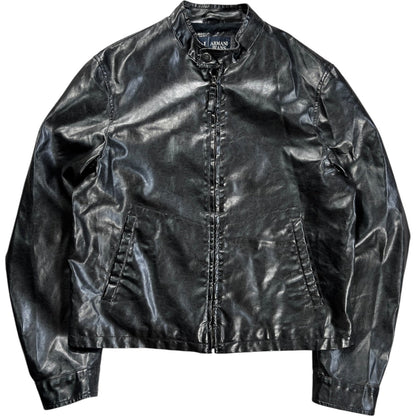 Armani Jeans 00’s Cropped Faux Leather Jacket M | Medium, Black